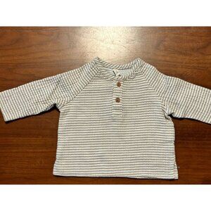 Quincy Mae Baby Striped Long Sleeve Henley Top 3-6 Months Cotton/Polyester Blend